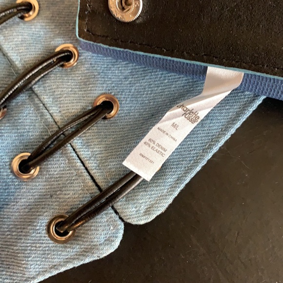 NWT Charlotte Russe Denim/Black Lace-Up Corset Bel - Picture 10 of 12